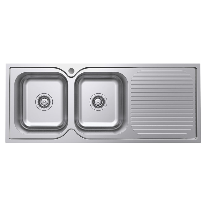 Fienza Tiva 1180 Kitchen Sink Left Double Bowl & Drainer 19L-19L 1Th 1180X480X180Mm