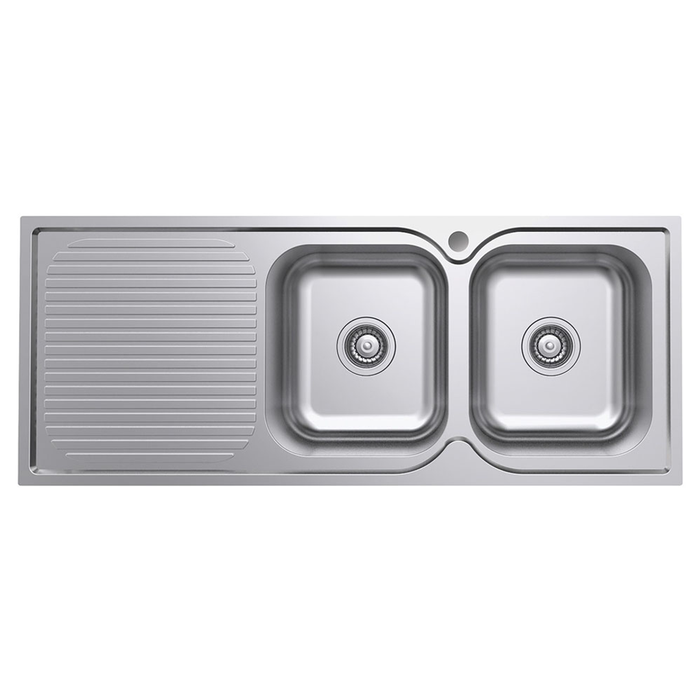 Fienza Tiva 1180 Double Kitchen Sink with Drainer - Right Bowl