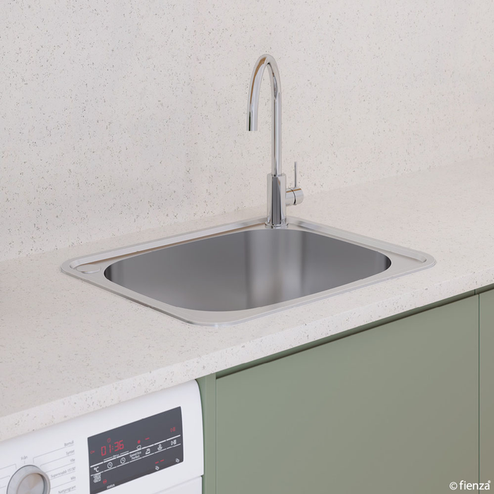 Fienza Tiva Laundry Sink  Topmount 50L 2TH 600 X 500 X 250mm Includes Flex Bypass Kit