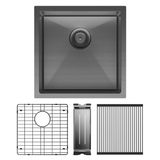 Fienza Hana 32L Single Kitchen Sink Kit - PVD Carbon Metal