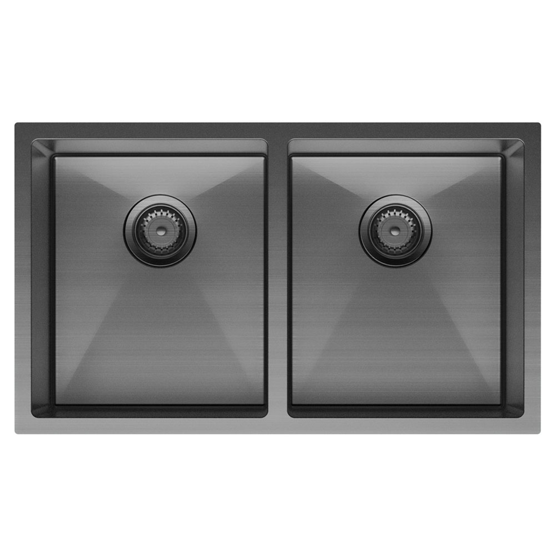 Hana 27L/27L Double Fienza Kitchen Sink - PVD Carbon Metal