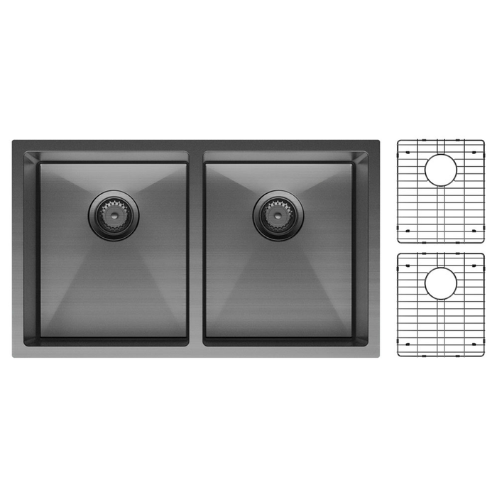 Fienza Hana 27L/27L Double Kitchen Sink Kit - PVD Carbon Metal