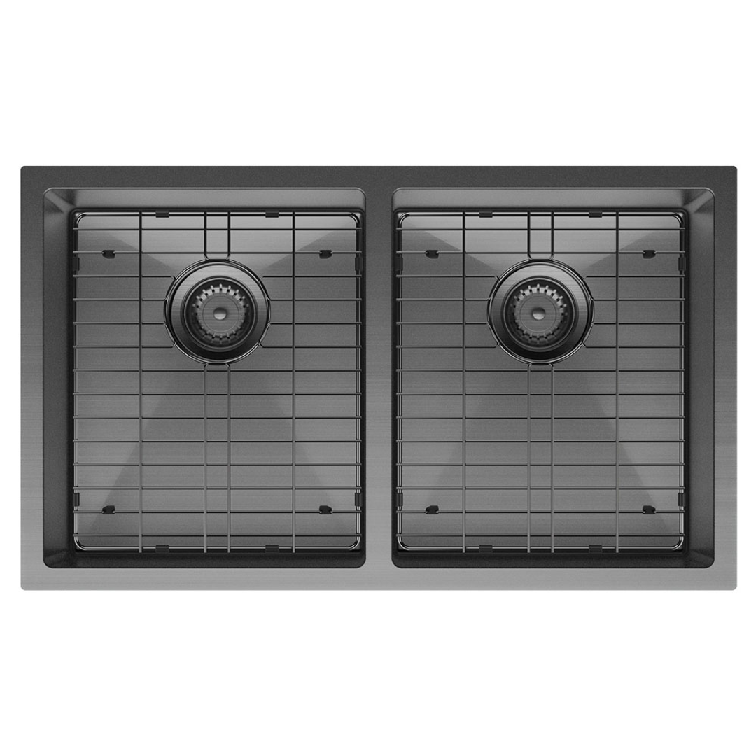 Hana 27L/27L Double Fienza Kitchen Sink - PVD Carbon Metal