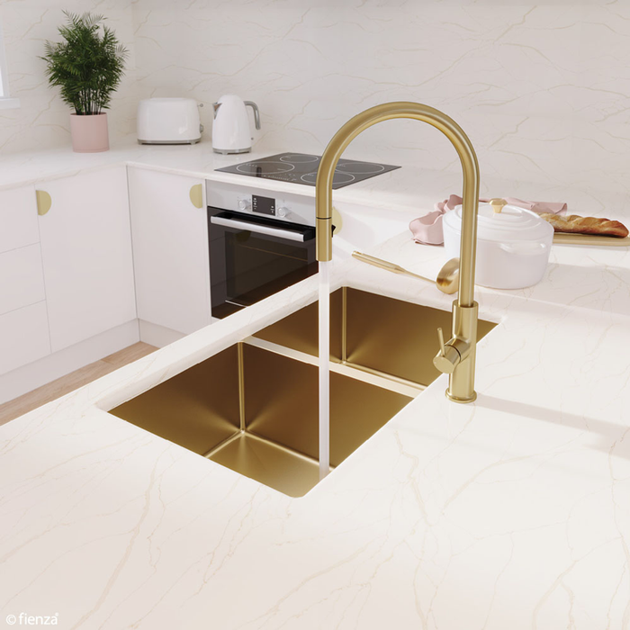 Fienza Hana 27L/27L Double Kitchen Sink - PVD Rugged Brass