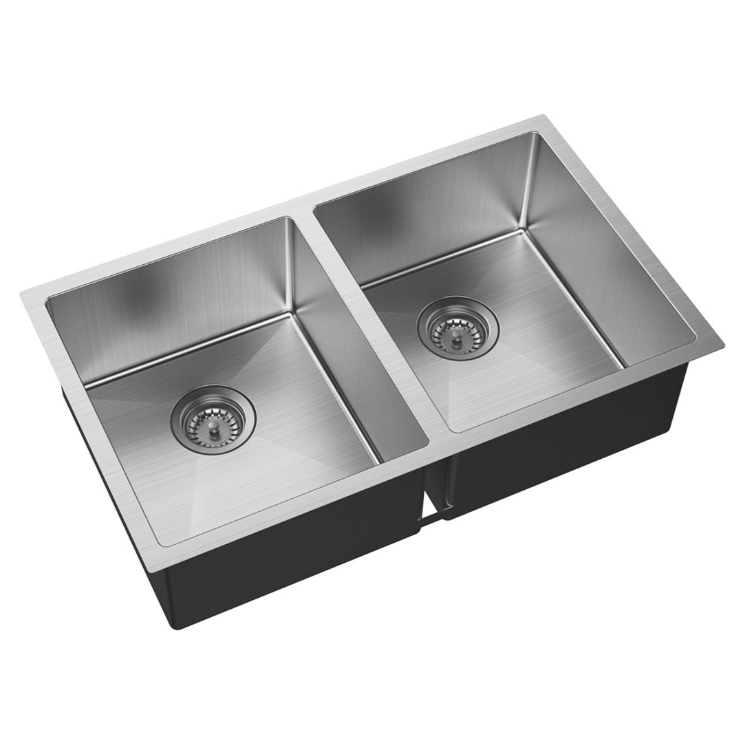 Hana 27L/27L Double Fienza Kitchen Sink Kit - Stainless Steel