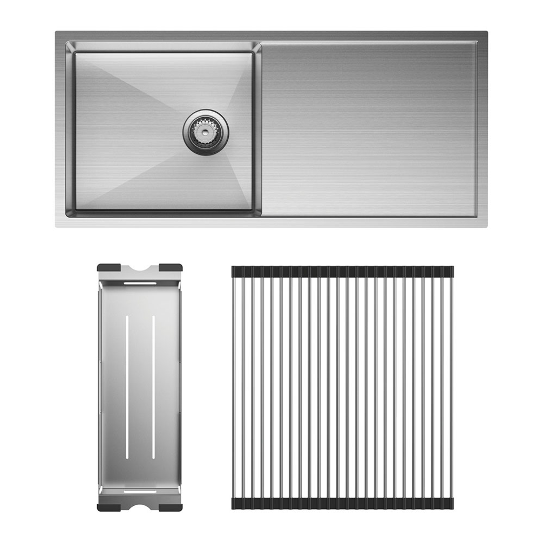 Fienza Hana Single Kitchen Sink Kit Top/Undermount Stainless Steel - 36L