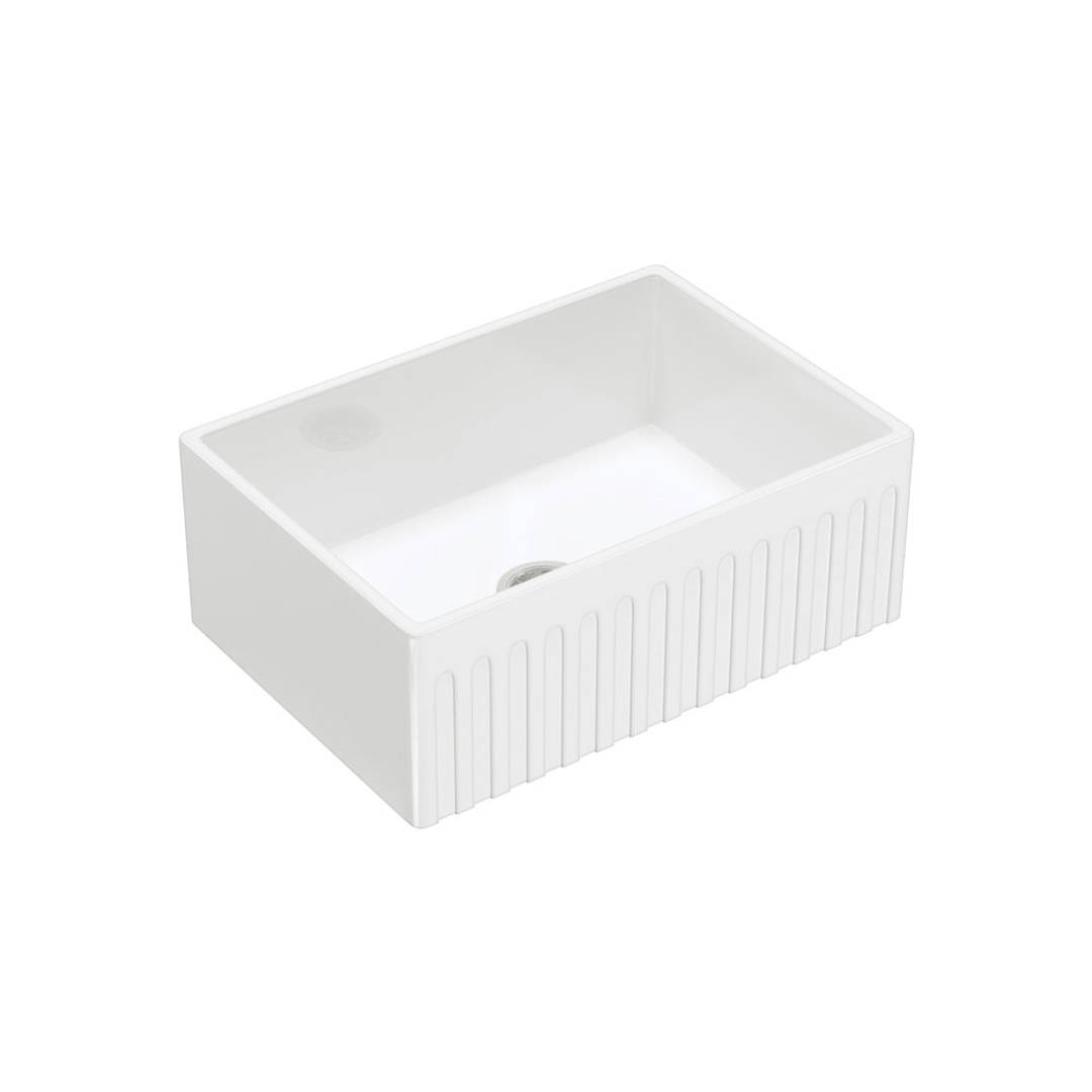 Fienza Charlton Butler Sink Small Reversible Fluted & Flat 675Mm Fire Clay - Gloss White