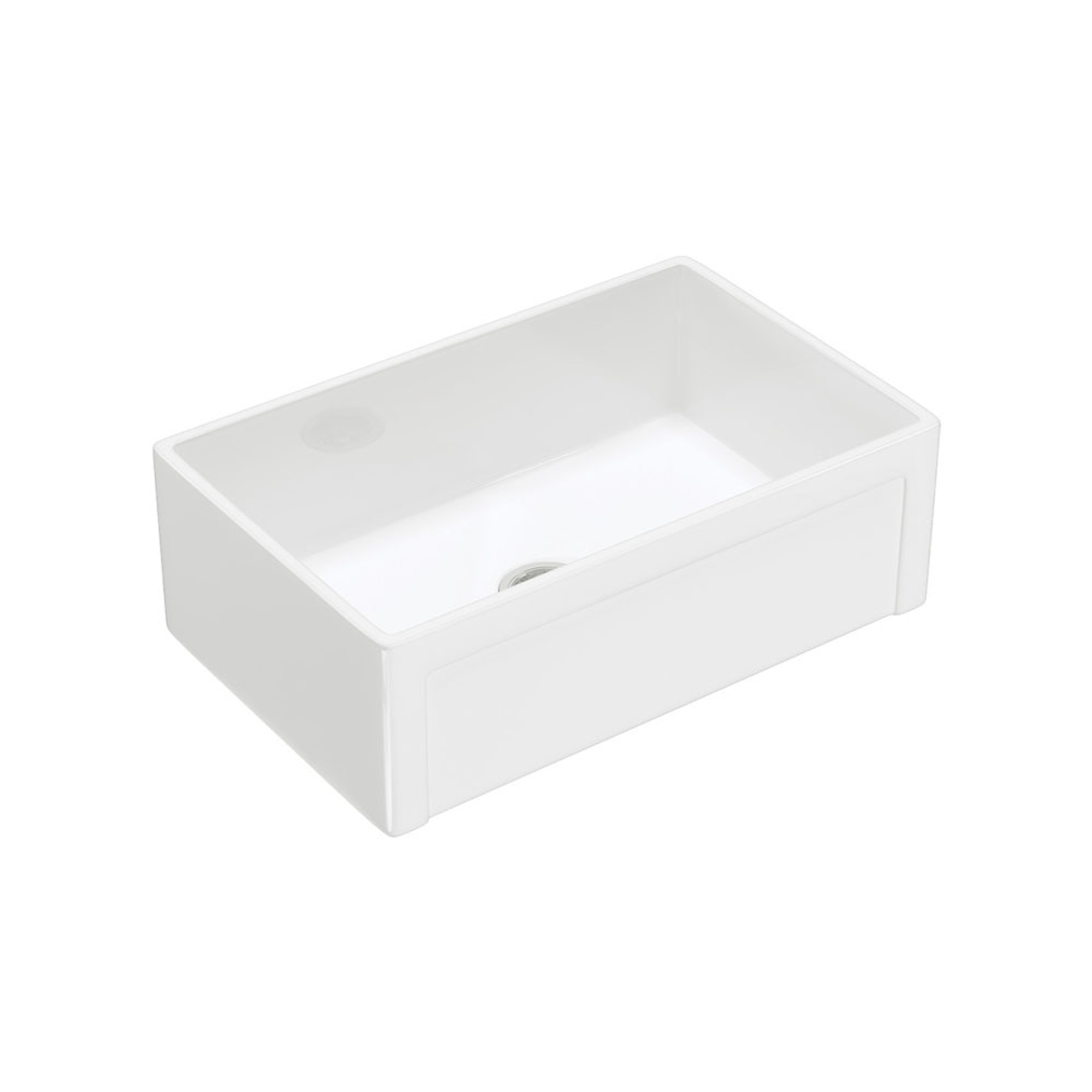 Fienza Winston Butler Sink Medium Reversible Shaker & Flat 750Mm Fire Clay Gloss White