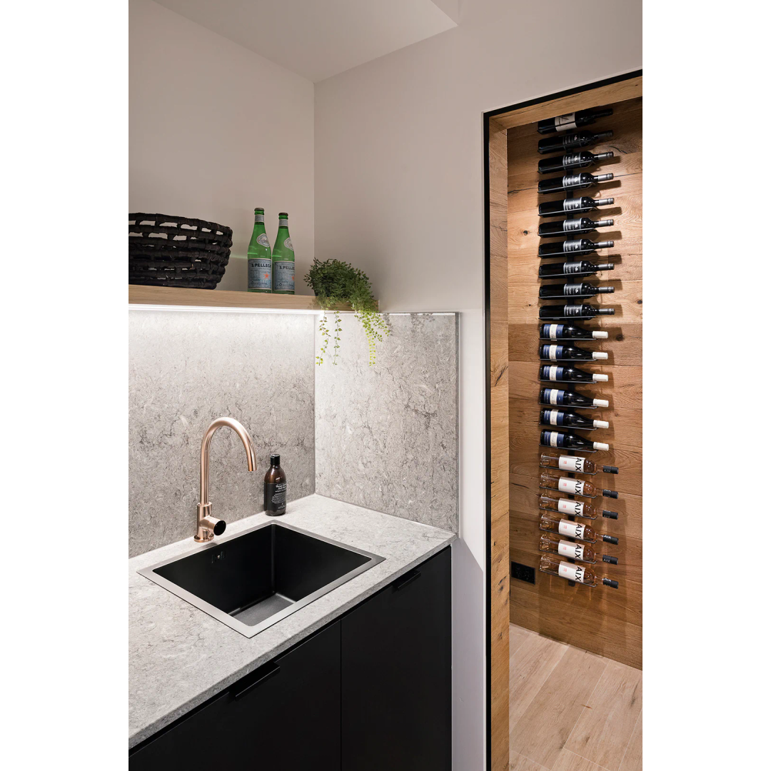 Meir Round Pinless Gooseneck Kitchen Mixer Tap - Champagne
