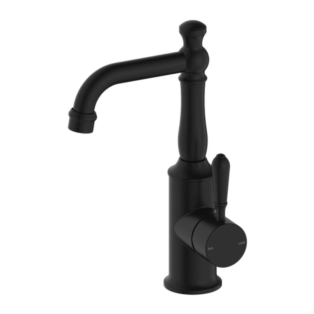 Nero York Basin Mixer With Metal Lever - Matte Black