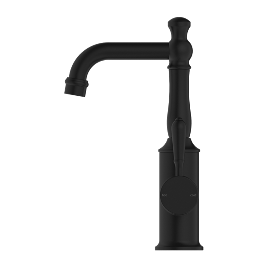 Nero York Basin Mixer With Metal Lever - Matte Black