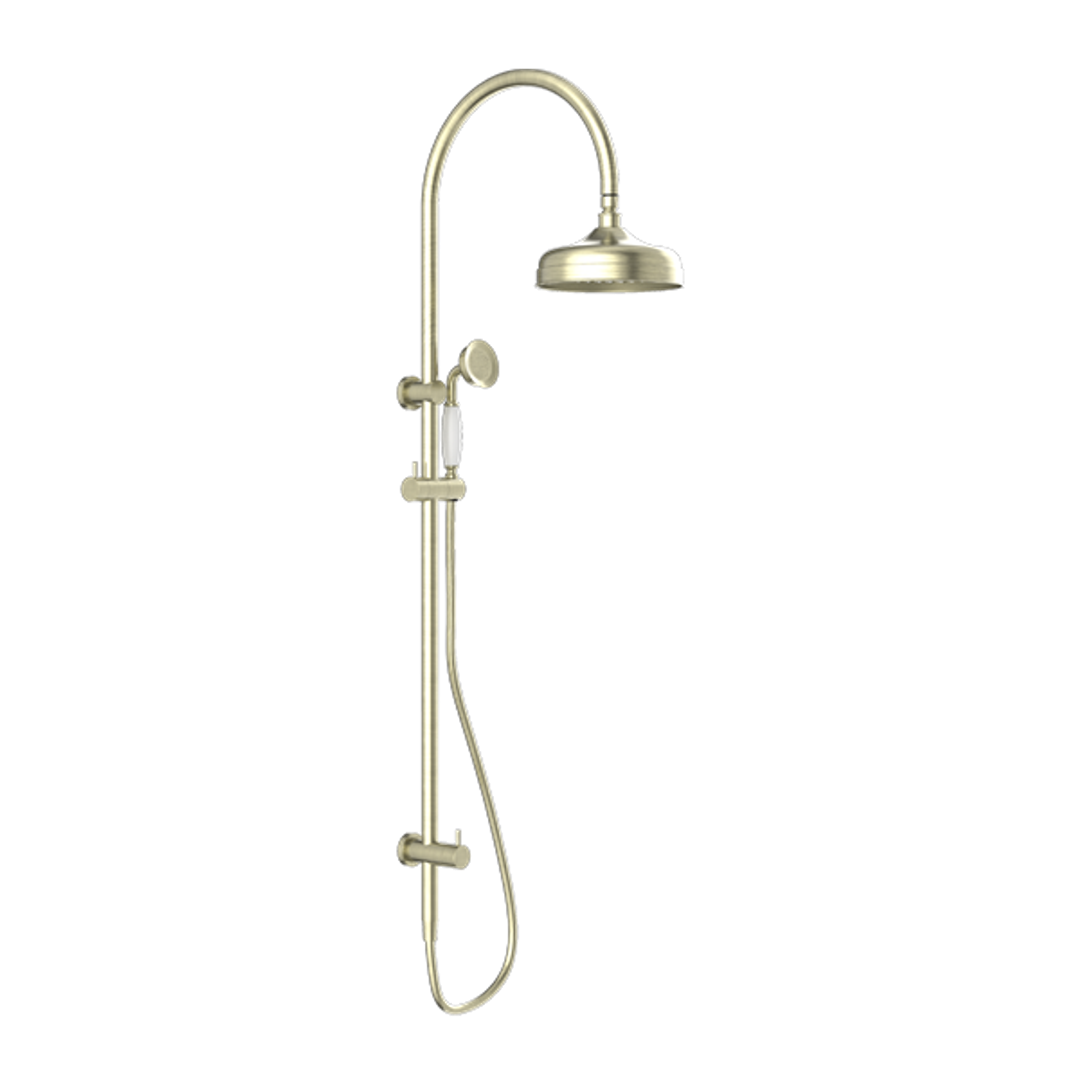 Nero York Twin Shower With Metal Hand Shower - Aged Brass