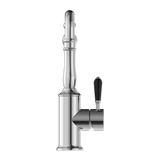 Nero York Kitchen Mixer Hook Spout With Black Porcelain Lever - Chrome