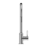 Nero York Pull Out Sink Mixer With Vegie Spray Function With White Porcelain Lever - Chrome