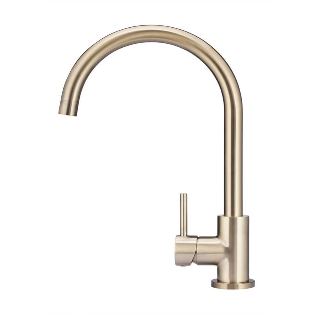 Meir Round Gooseneck Kitchen Mixer Tap - Champagne