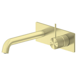 Mecca Wall Basin Nero Mixer Handle Up 230mm Spout - Brushed Gold