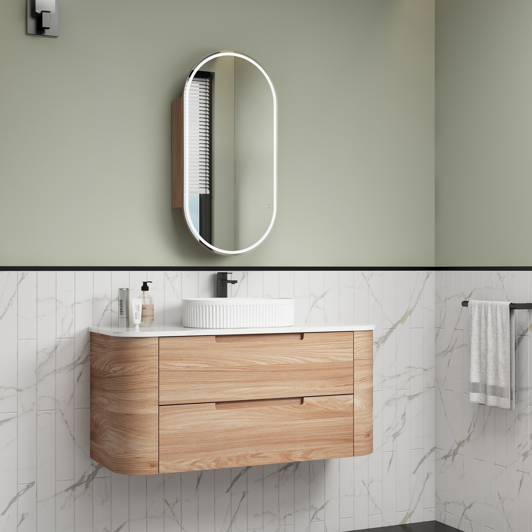 Briony Wall-Hung Aulic Vanity Pure Flat Stone Top - 1200mm