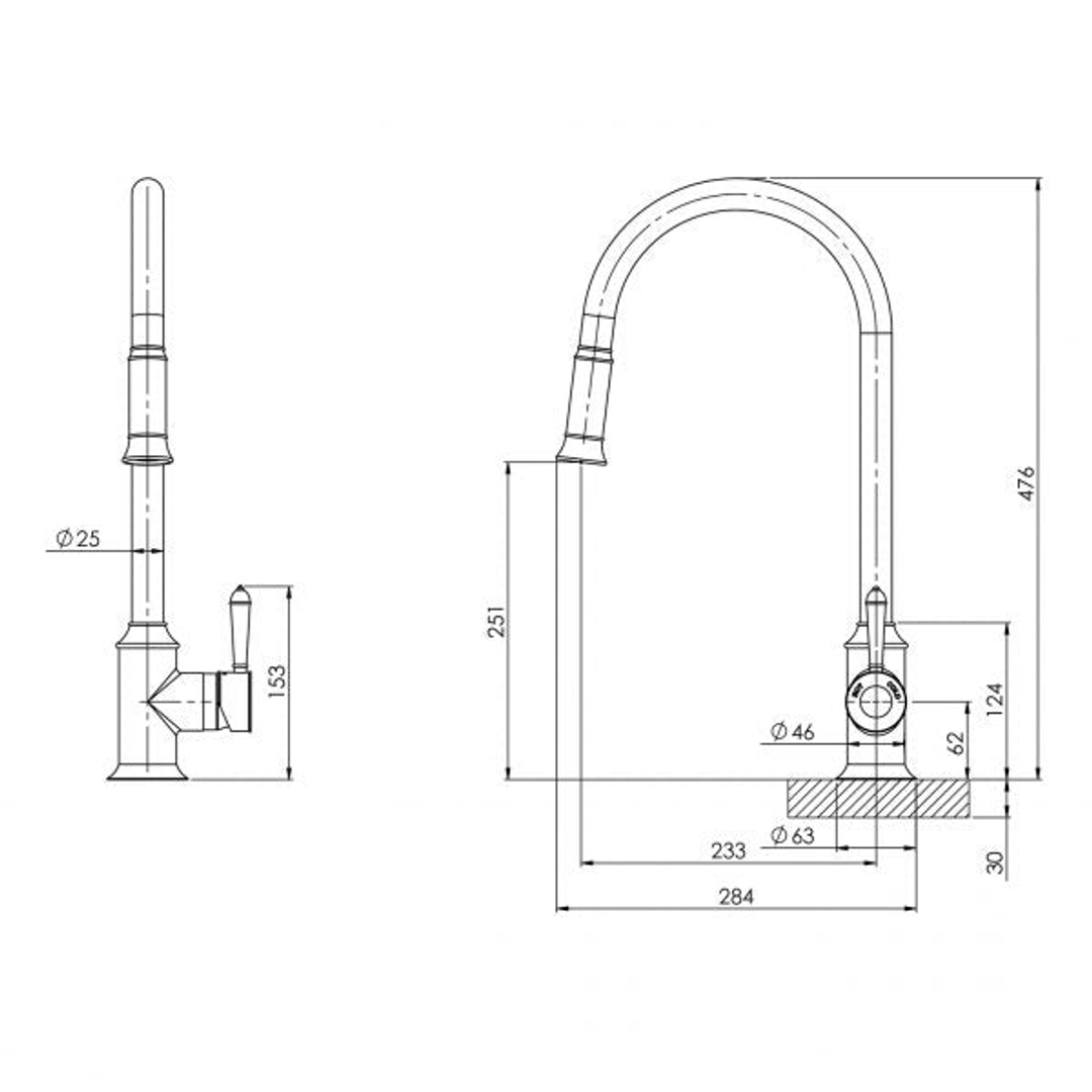 Nostalgia Pull Out Sink Phoenix Mixer - Brushed Nickel