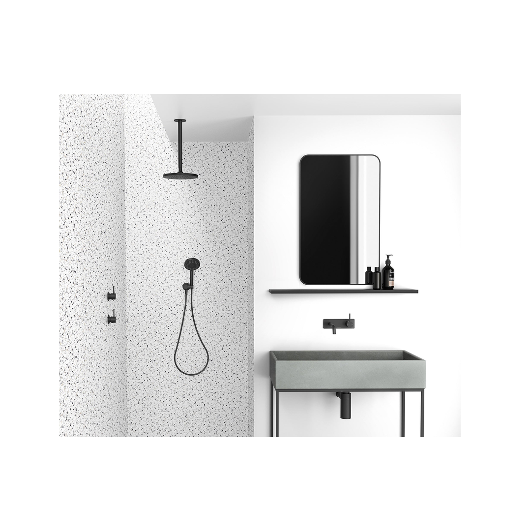 Vivid Slimline Up Wall Basin/Bath Phoenix Mixer Set - Matte Black