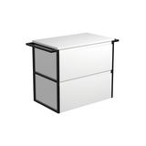 Fienza Amato 750 Cabinet Matte White Wall Hung Matte Black Towel Rails