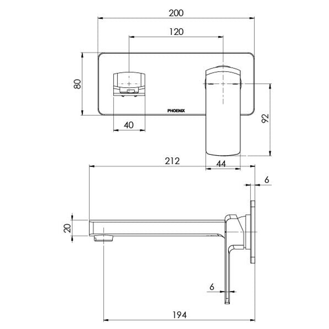 Wall Basin/Bath Phoenix Teva Mixer Set 180mm - Brushed Nickel