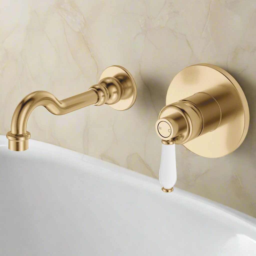 Eleanor Wall Basin/Bath Fienza Mixer Set - Urban Brass/Ceramic