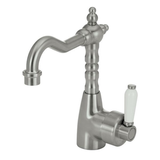 Fienza Eleanor Basin Mixer With Shepherds Crook - Brushed Nickel/White