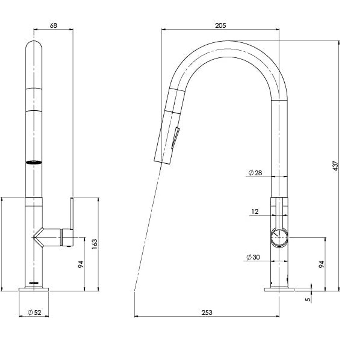 Lexi Mkii Pull Out Sink Phoenix Mixer - Matte Black