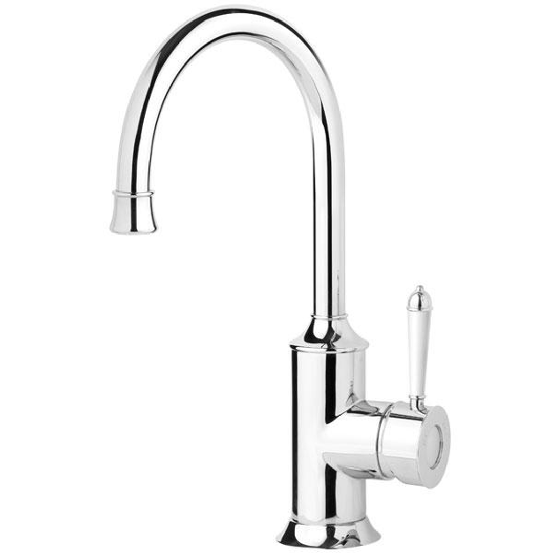 Nostalgia Sink Phoenix Mixer 160mm Gooseneck - Chrome/White