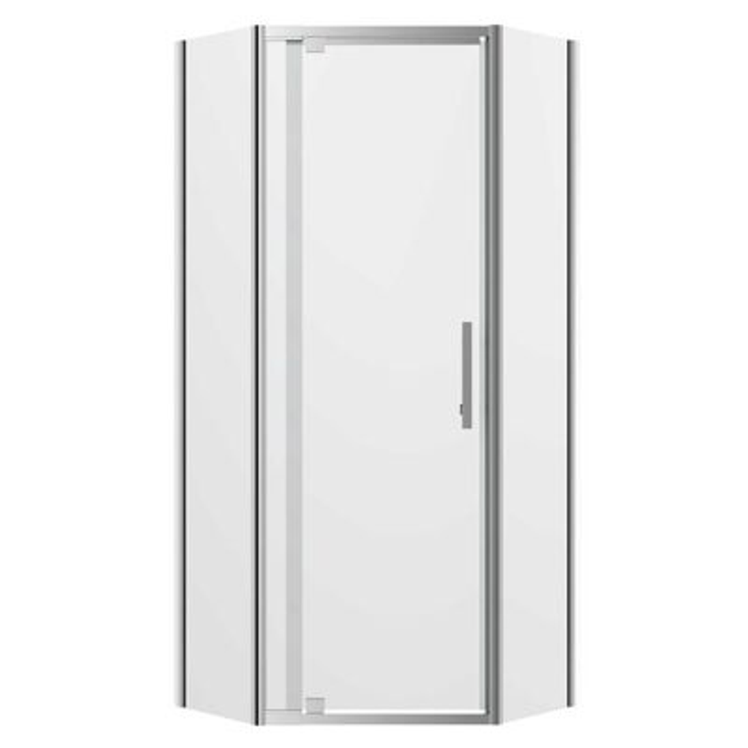 Oceano Louve Angle Pivot Neo Shower Screen Chrome - Return 900 x 1200mm