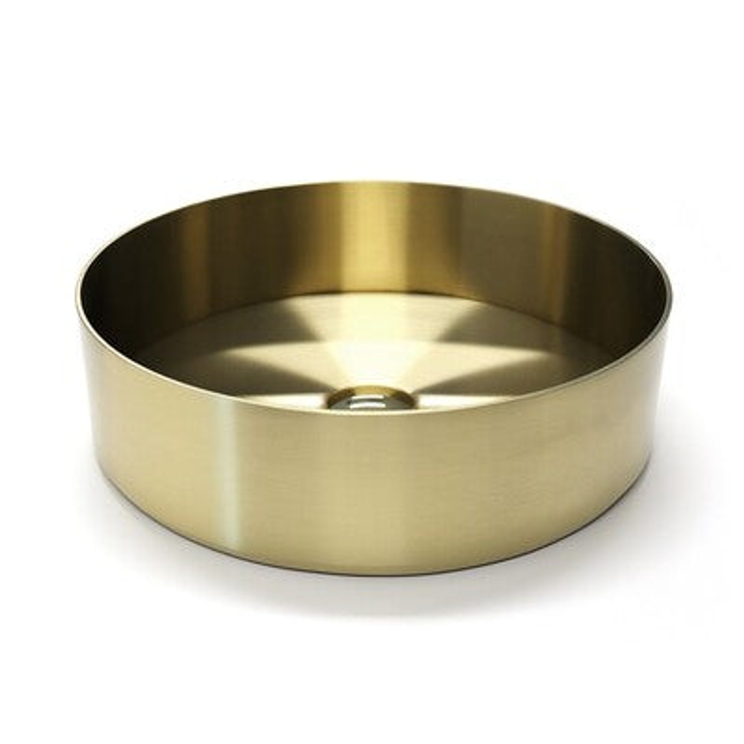 Streamline Venn 400mm Steel Above Counter  Basin - Brushed Brass