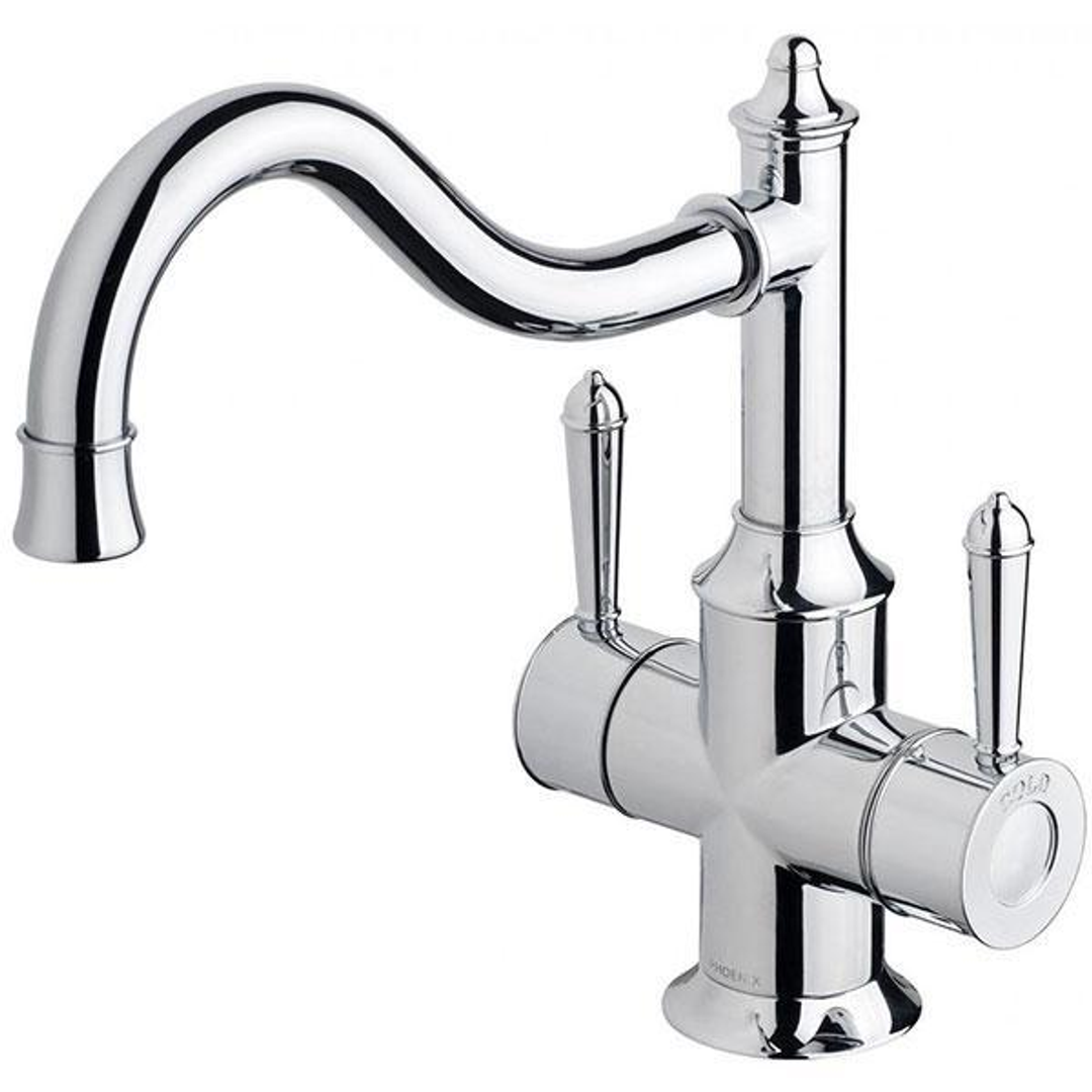Nostalgia Twin Handle Sink Phoenix Mixer 220mm Shepherds Crook - Chrome