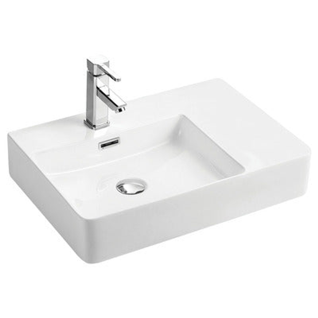 Petra Left Hand Wall Fienza Basin Ceramic White 600mm X 420mm X 120mm Rb2223L