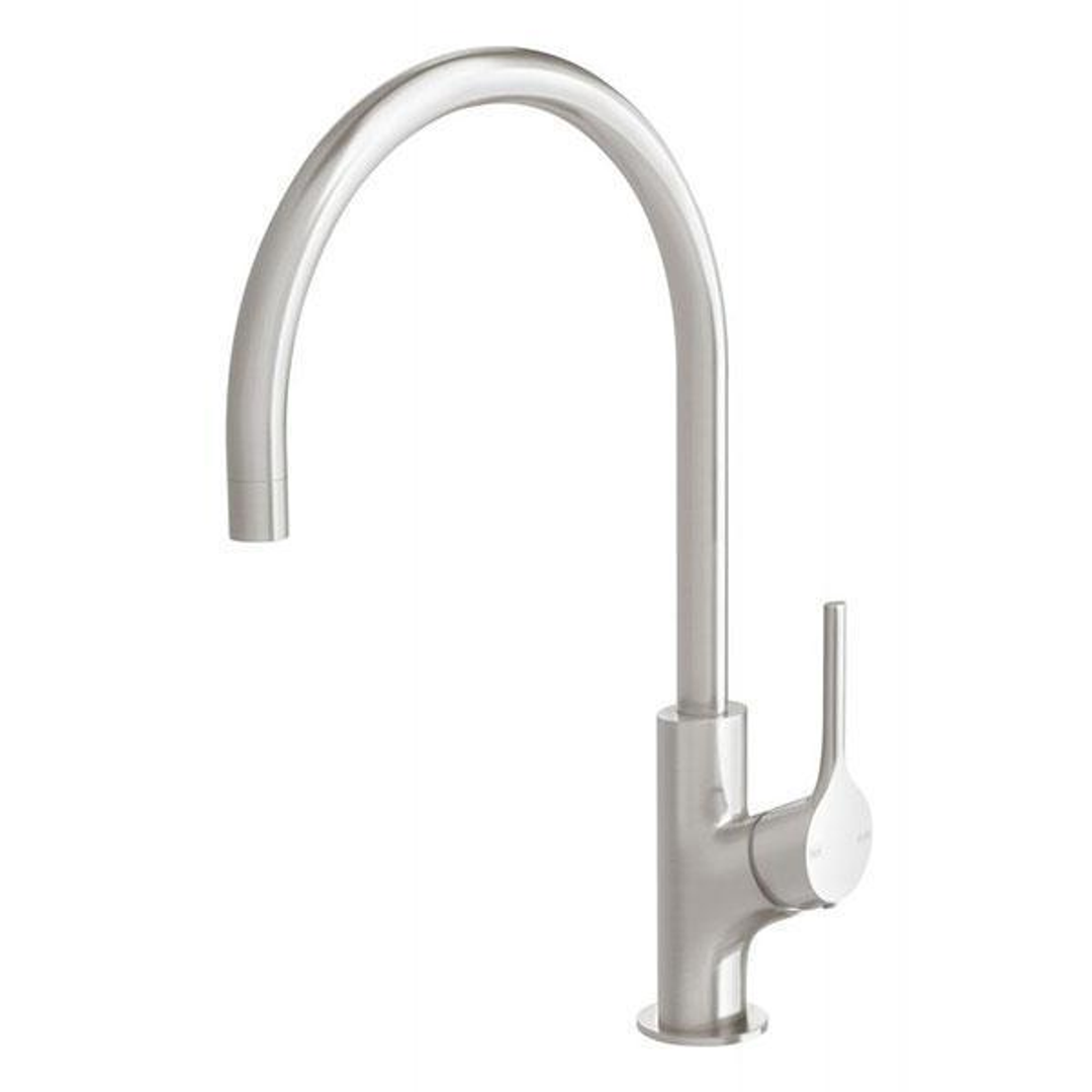 Vivid Slimline Oval Sink Phoenix Mixer 220mm Gooseneck - Brushed Nickel