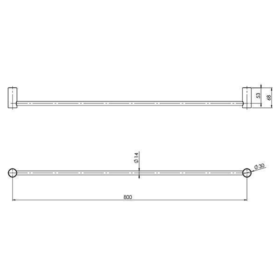 Vivid Slimline Single Phoenix Towel Rail 600mm - Brushed Gold