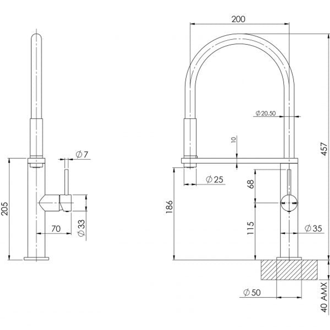 Blix Flexible Hose Sink Phoenix Mixer (Round) - Matte Black