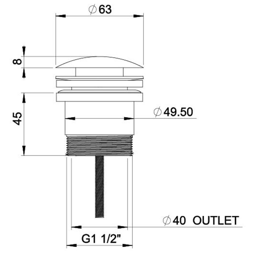 Universal Popup Phoenix Plug & Waste 40mm - Brushed Nickel