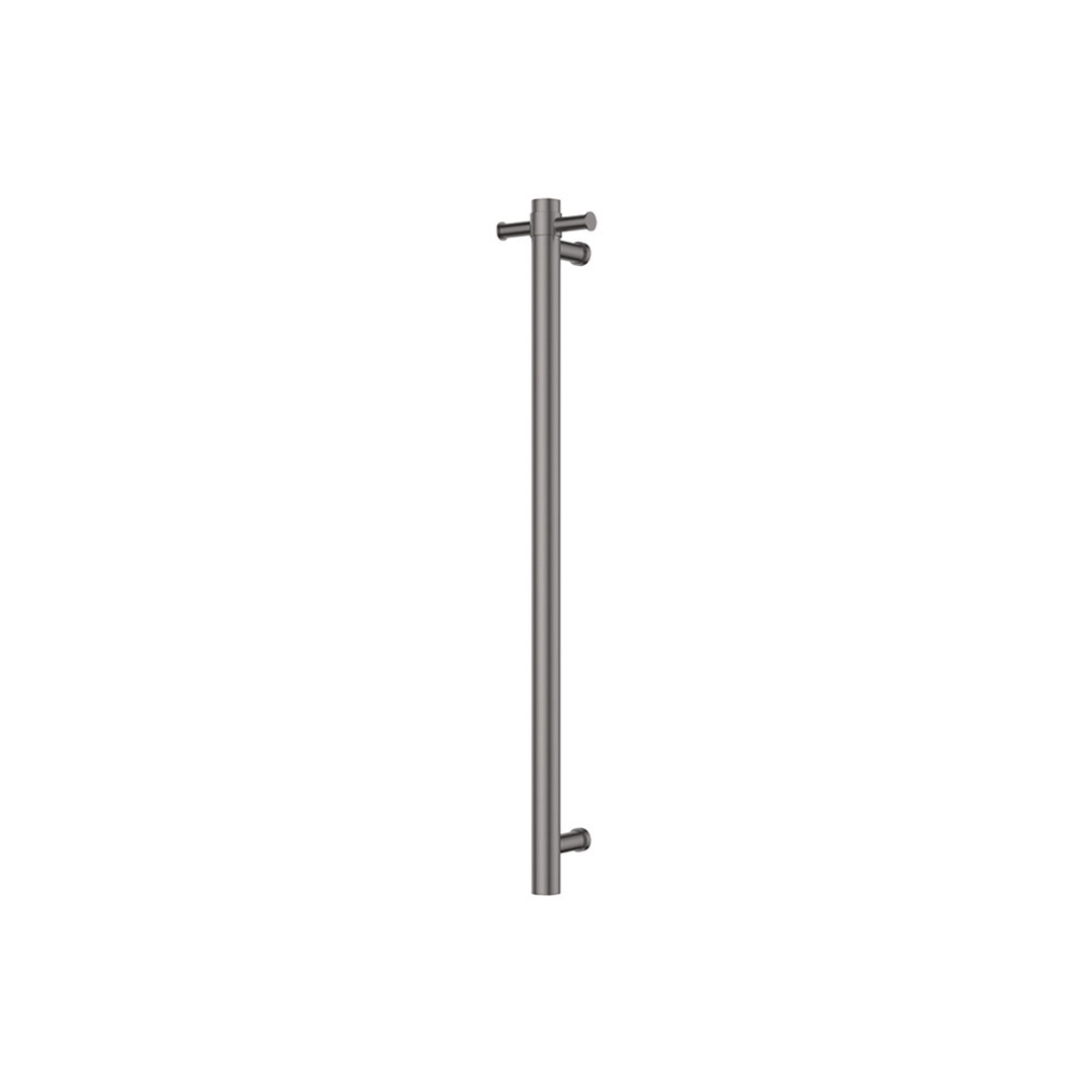 Isabella Vertical Heated Fienza Towel Rail 900 With Optional Hook Gun Metal (1 Bar)