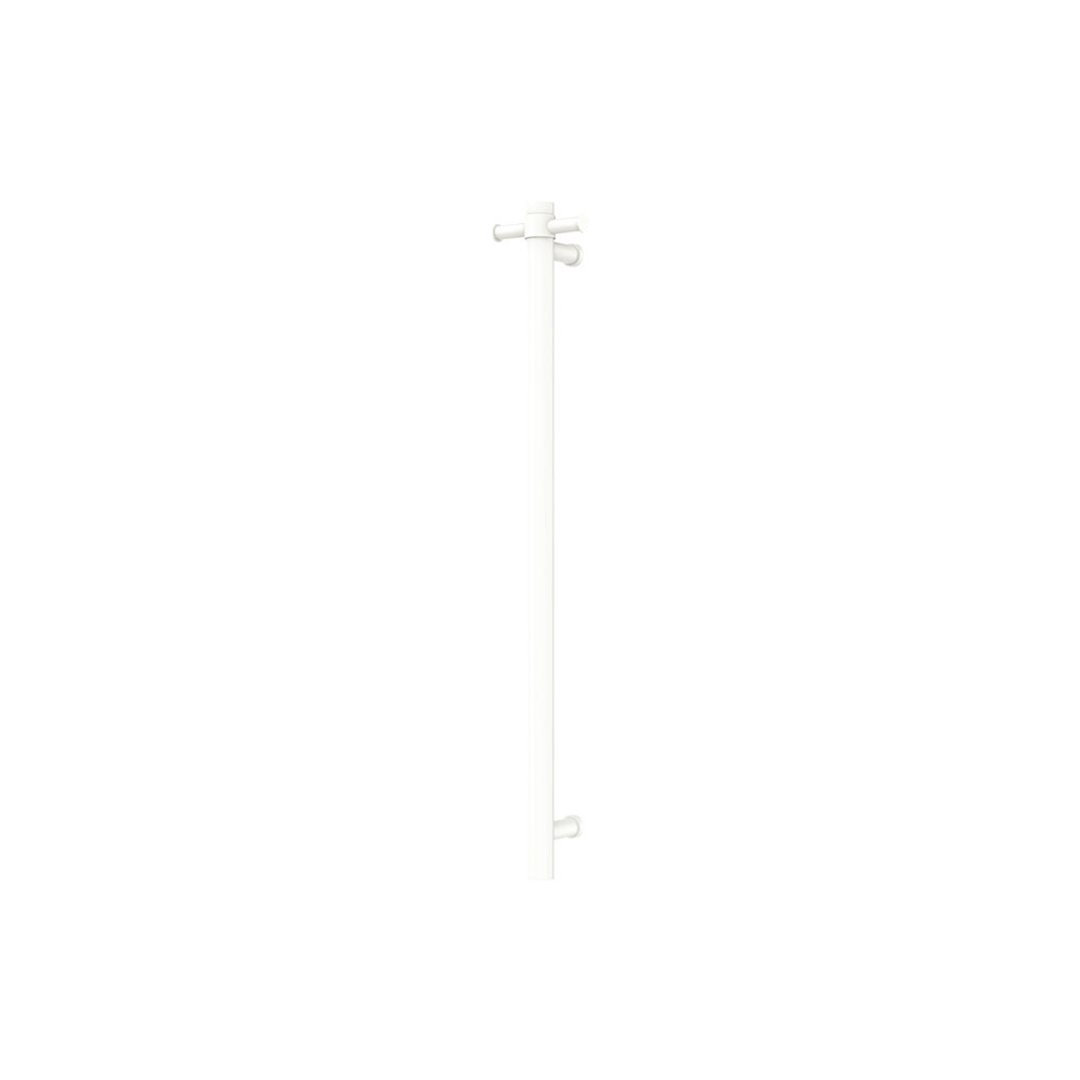 Isabella Vertical Heated Fienza Towel Rail 900 With Optional Hook Matte White (1 Bar)