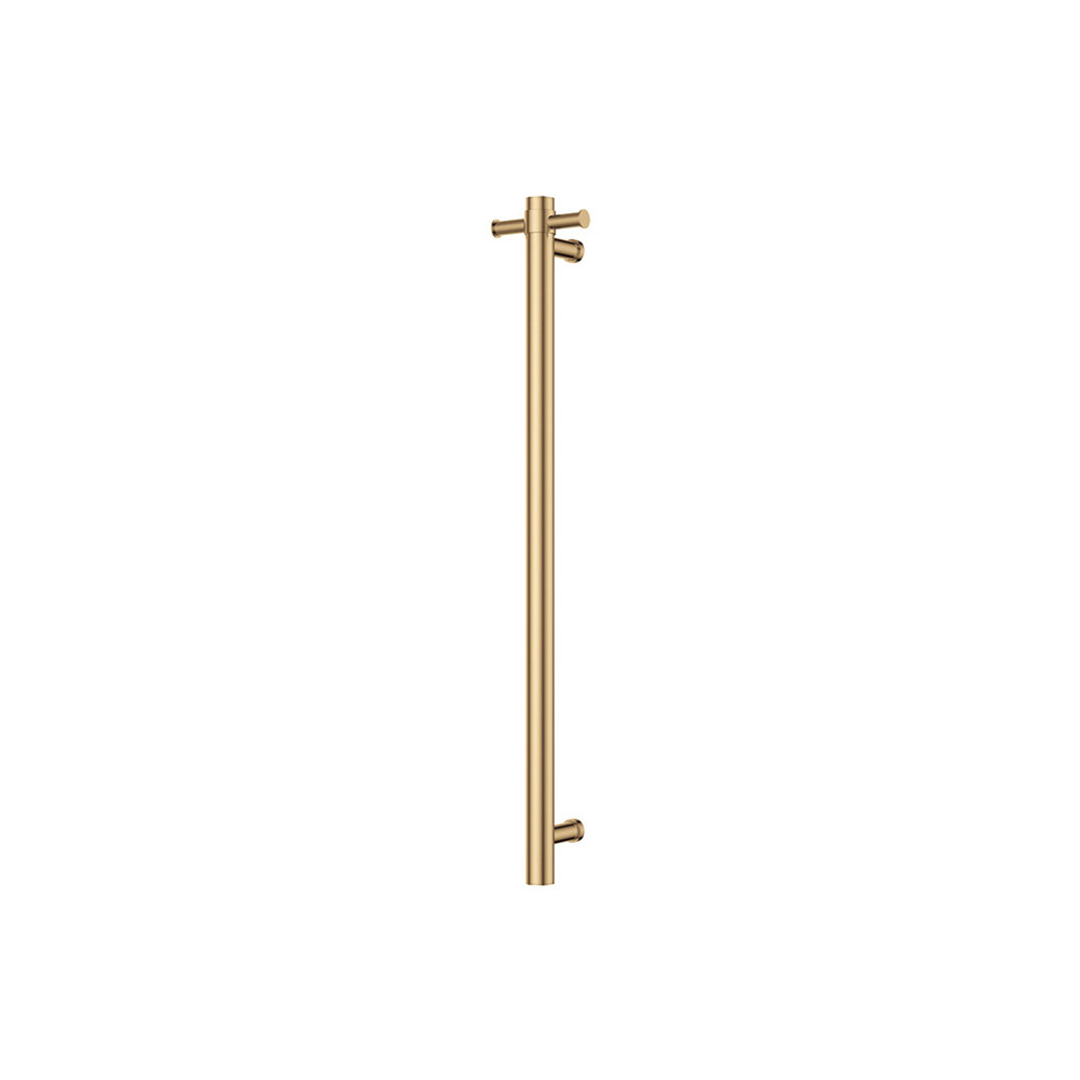 Isabella Vertical Heated Fienza Towel Rail 900 With Optional Hook Urban Brass (1 Bar)