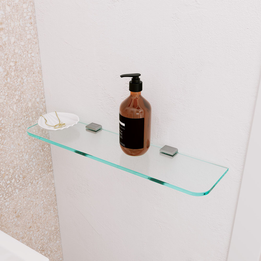 Fienza Tono Glass Shelf 500Mm Brushed Nickel
