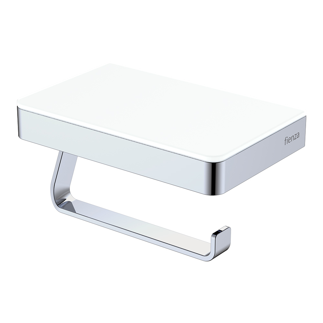 Fienza Tono Toilet Roll Holder With Glass Shelf Sus304 - Chrome/White