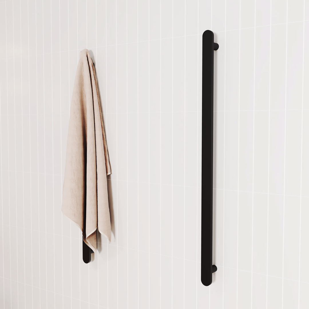 Fienza Empire Slim Vertical Heated Towel Rail 12V 900 (1 Bar) - Matte Black
