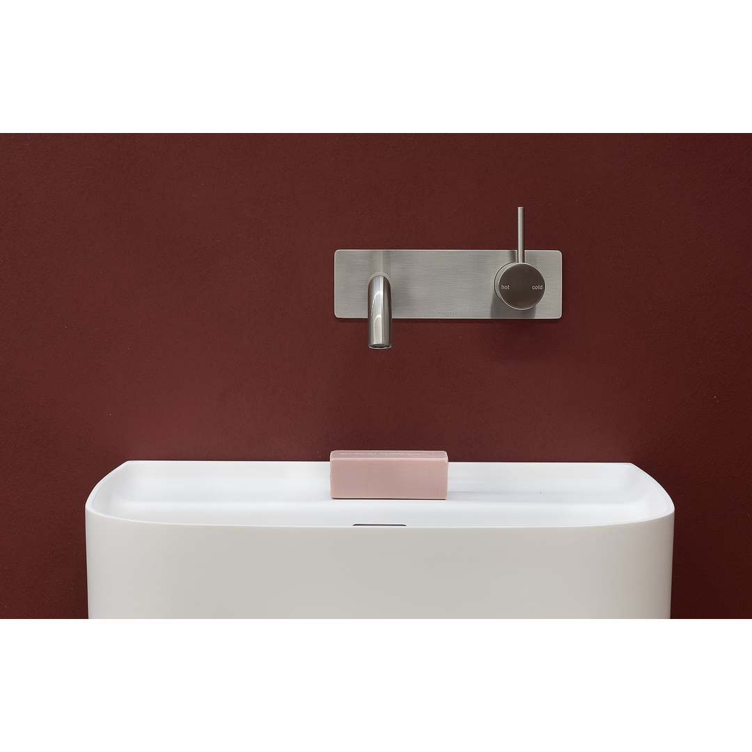 Vivid Slimline Up Wall Basin/Bath Phoenix Mixer Set - Brushed Nickel