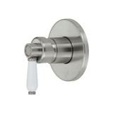 Fienza Eleanor Wall Mixer - Brushed Nickel/White