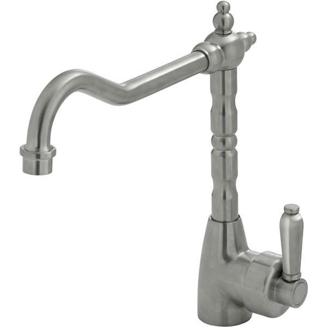 Fienza Eleanor Shepherds Crook Kitchen Sink Mixer - Brushed Nickel