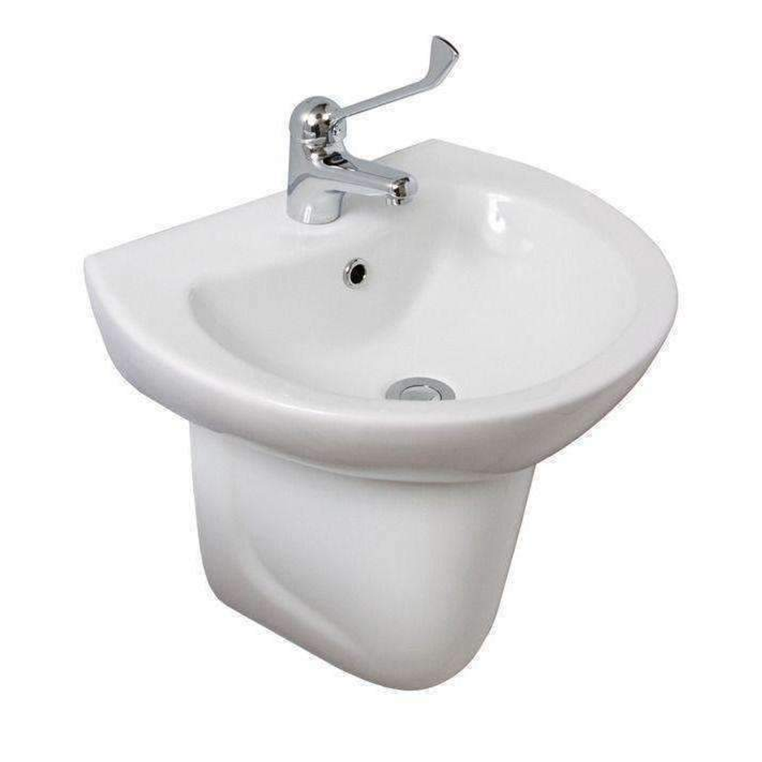 Aspire Unity 500 Wall Basin Only 500 X 410 3 Tap Hole - White