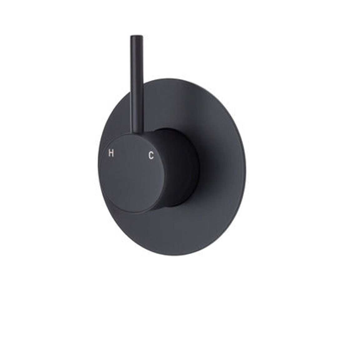 Fienza Kaya Up Wall Mixer - Matte Black Large Round - Matte Black Plate