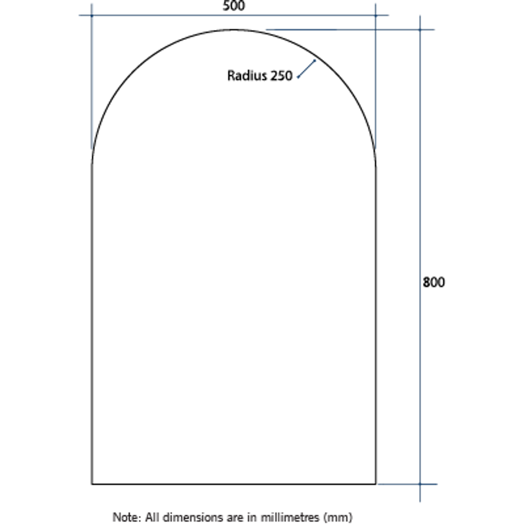 Thermogroup Aspen Polished Edge Arch Mirror 500x800mm - Glue-to-Wall