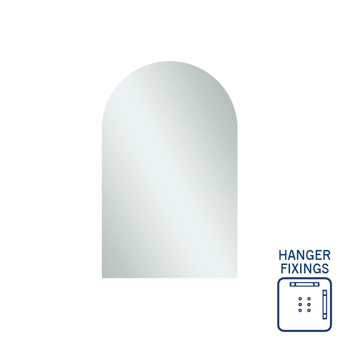 Thermogroup Aspen Polished Edge Arch Mirror 500x800mm - Hangers